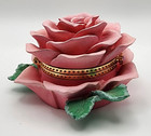 Vintage 1980 s Resin Pink Rose Musical Trinket Box Sound Of Music Works Video