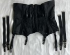 Vintage Black Lace Waist Cincher Garter Belt W 4 Extra Detachable Garters S-m