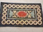 Antique American Hooked Rug New England Geometric 1900-1920 30 X 52  Classic