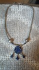 Vintage Old Lapis Lazuli Blue Stone Necklace Natural Gemstone Bead Jewelry J15