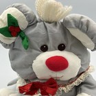 Fisher Price Puffalumps Gray Christmas Mouse 12  Plush Stuffed Toy Vintage 1987