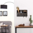 Key Holder Wall Organizer Hanger Distressed Rustic Gray Pine Wood Mounted Mail