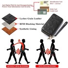 Genuine Leather Women s Wallet Rfid Large Capacity Double Zip Card Phone Holder