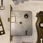 Antique Mortise Lock 12 Point Glass Door Knob Set With Skeleton Key Nos