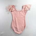 Girls Pink Flutter Sleeve Ballet Leotard Scoop Neck Dance Gymnastics Size M
