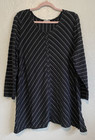 Habitat Vintage 100  Cotton Textured Black White Cotton Art To Wear Tunic Xl