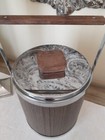 Vintage Retro Kromex Ice Bucket Faux Wood Grain   Chrome Mid Century Modern Usa