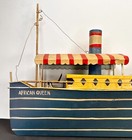 African Queen Boat Model Tin Handmade Painted 16  Broken Foremast C659
