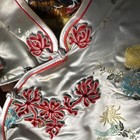 Peony Women   s Silver Floral Cheong-sam Qipao Dress Rayon Satin Size 38