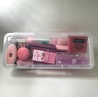 Pink Premium Eraser Gift Pack  18 Pcs Pencil Rubbers Stationery Storage Case New