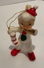 Vintage Holt Howard Porcelain Pixie Boy Holding Stocking Blowing Party Horn