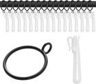 16 Pcs Black Metal Curtain Rings 1 38 Inch   16 Pcs Adjustable Plastic Curtai   