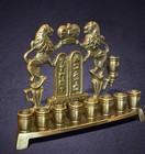 Vintage Brass    lions Of Judah    Hanukkah Menorah