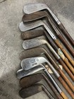 10 Vintage Antique Gold Clubs Wooden Shafts