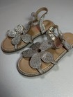 Steve Madden Women s Silver Rhinestone Flower Flat Sandals Bling Sparkle Size 5