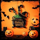 Barydat Halloween Welcome Door Sign Skeleton Pumpkin Front Wood Color 