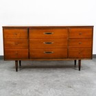 Mid Century Modern Dresser Credenza 9 Drawer Vintage Walnut Danish Drexel Lane
