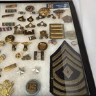 Vintage Lot Of Assortment Of Us Military Patches  Pins  Buttons   and Case