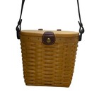 Longaberger Women   s Natural Wicker Basket   Adjustable Leather Strap Purse