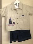 3pcs Toddler Kids Baby Boy Outfit Clothes White T-shirt  Collared Top shorts Set