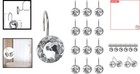 Bling Rhinestones Shower Curtain Hooks - 12 Piece  Rust-resistant  Glittering   
