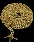 Real 14k Yellow Gold Royal Miami Cuban Link 7mm Width 22  Long Chain Necklace