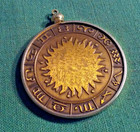 Pisces Vintage Solid Brass Coin Medal Medallion In Holder For Pendant Or Fob