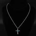 Vtg Sterling Silver - Navajo Turquoise Cabochon Cross Pendant 16  Necklace - 4g