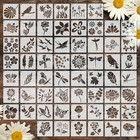 Marspark 72 Pcs Small Flowering Plants Stencils For Crafts 3 X 3 Inches