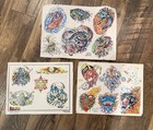 Vintage 90   s 4 Tattoo Flash Sheets Signed Ken Cameron-pierre-evil Emporium