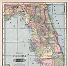 Antique  1903  Florida  Map Original  12x9   Railroads - County - Townships