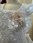 Handmade Girls S White Lace Dress Ruffle Sleeves Pink Bow Floral Bautizo