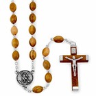 Rosary Olive Wood Beads St  Michael Medal
