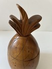 Rare Vintage 1947  Don The Beachcomber Hand Carved Pineapple Covered Wood Jar 8   