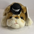 Russ Berrie Bulldog Plush Animal With Top Hat    dog Gone In Love    Adorable Puppy