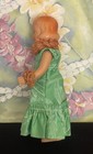 Vintage antique Bisque Hawaiian Hula Doll W muumuu   Crepe Leis Hawaii Rare