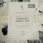 Pottery Barn Kids World Map Organic Cotton Percale Sheet Set  Full   New 