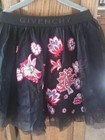 Givenchy Kids Black Tulle Skirt Floral Embroidered Patches Logo Waist Size 10