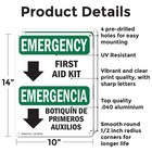  2 Pack  First Aid Kit Bilingual Osha Emergency Sign Decal Metal Plastic
