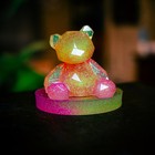Handmade Resin Bear Led Light     Glow In The Dark Neon Glitter Desk Decor   