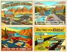 Vintage Travel Hotel Luggage Stickers  4 Retro Labels On 1 Cut   Peel Sheet