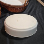 Stoneware Oval Baking Dishes Wicker Basket Set Of 3 Oven Safe