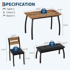 3-piece Dining Table Set For 4 Kitchen Table With 1 Upholstered Bench 2 Chair