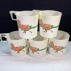 Vtg Plastics Inc 5437 Christmas Poinsettia Stacking Mugs Cup Lot Of 5 Usa Mcm