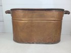 Vintage Copper Tub Boiler With Brass   Wood Side Handles  23 x13 x14  