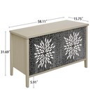 Carving Floral 4-door Sideboard Buffet Storage Cabinet Adjustable Shelves W58 