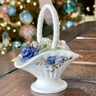 Vintage Royal Albert Moonlight Rose 5  Porcelain Posy Flower Basket Bouquet 1987