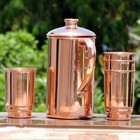100  Pure Handmade Copper Pitcher And Tumblers  Water Pitcher And 4 Glasses