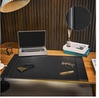 30x18 Leather Desk Pad Desk Blotter W Side Rails For Office Black