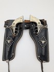 Vintage 50s Hubley Cowboy Cap Gun Toy Revolvers W  Holster Set Western Usa Made